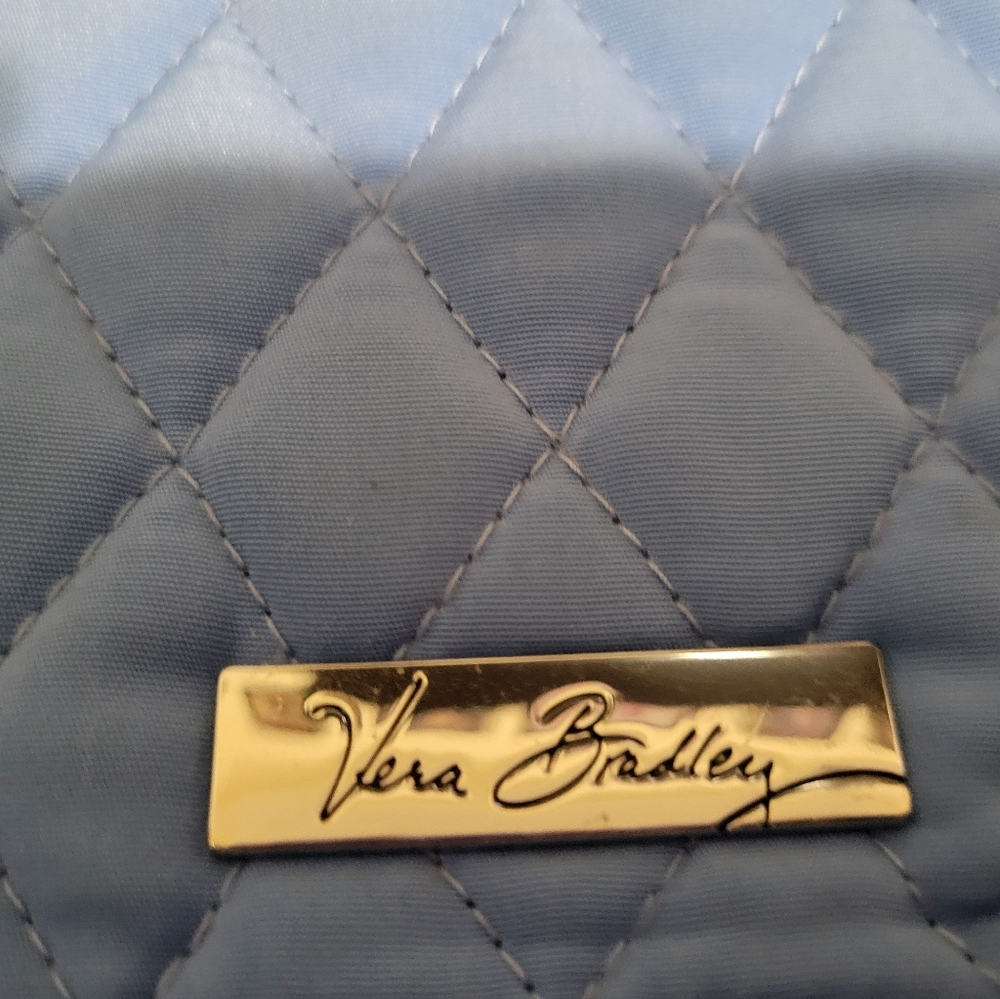 Vera Bradley Light Blue Quilted Bag with Gold Logo With The Matching Wallet